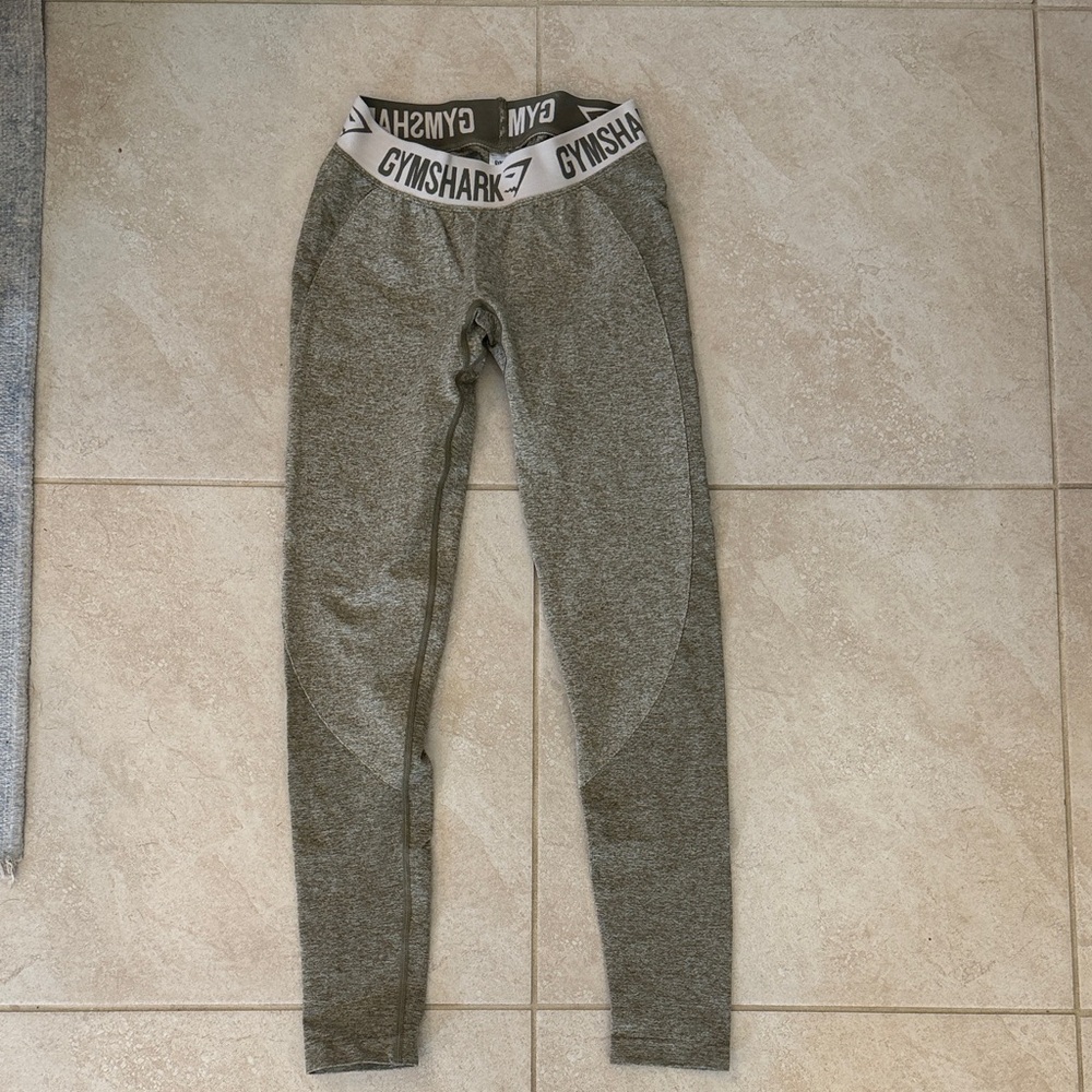 Gymshark Olive Green Seamless Leggings with Branded Waistband